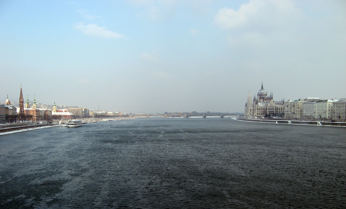 Budapest, The Mighty Danube Parliament on the right.