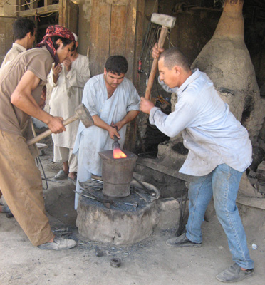 Forging an axe head, Mazar-e Sharif, Afghanistan 2009