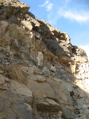 Roadworkers, prying out rocks loosened by explosives, Panjshir Valley, Afghanistan 2009
