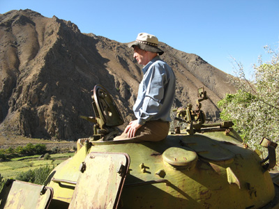 Scotsman in ex-Soviet tank, Panjshir Valley, Afghanistan 2009