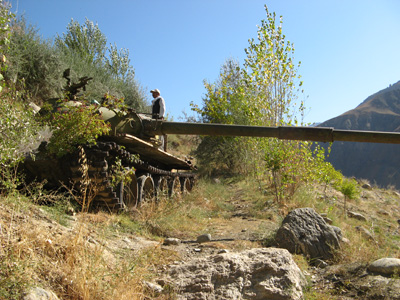 Fine old Soviet tank. (Only one minor hole.), Panjshir Valley, Afghanistan 2009