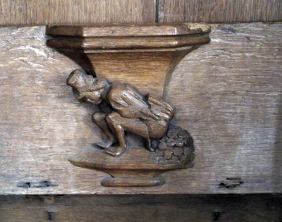 Shitting Gold Oude Kerk, 1480 misericord, Amsterdam, European Union Dec 2010