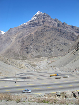 Long winding road up the pass., Andes, Chile 2010