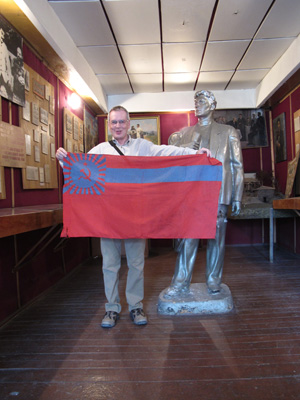 Scotsman + S.R. Georgia flag (Image mirrored.), Batumi, Georgia May 2010