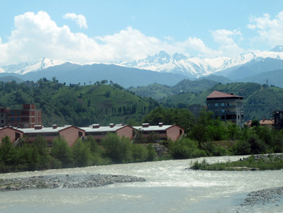 River & Mountains 47 miles SW of Batumi, Trabzon, Turkey May 2010