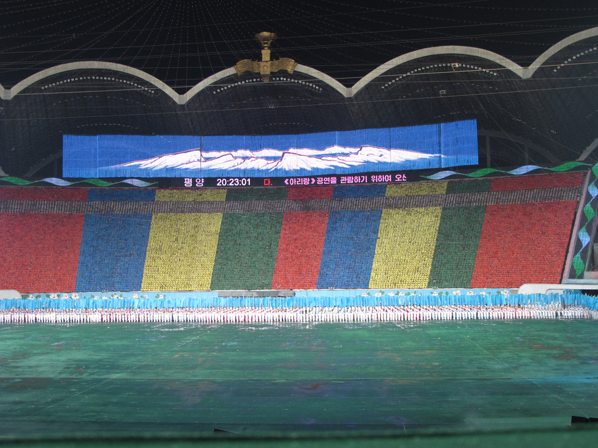 North Korea - Mass Games, Pre-games warmup.