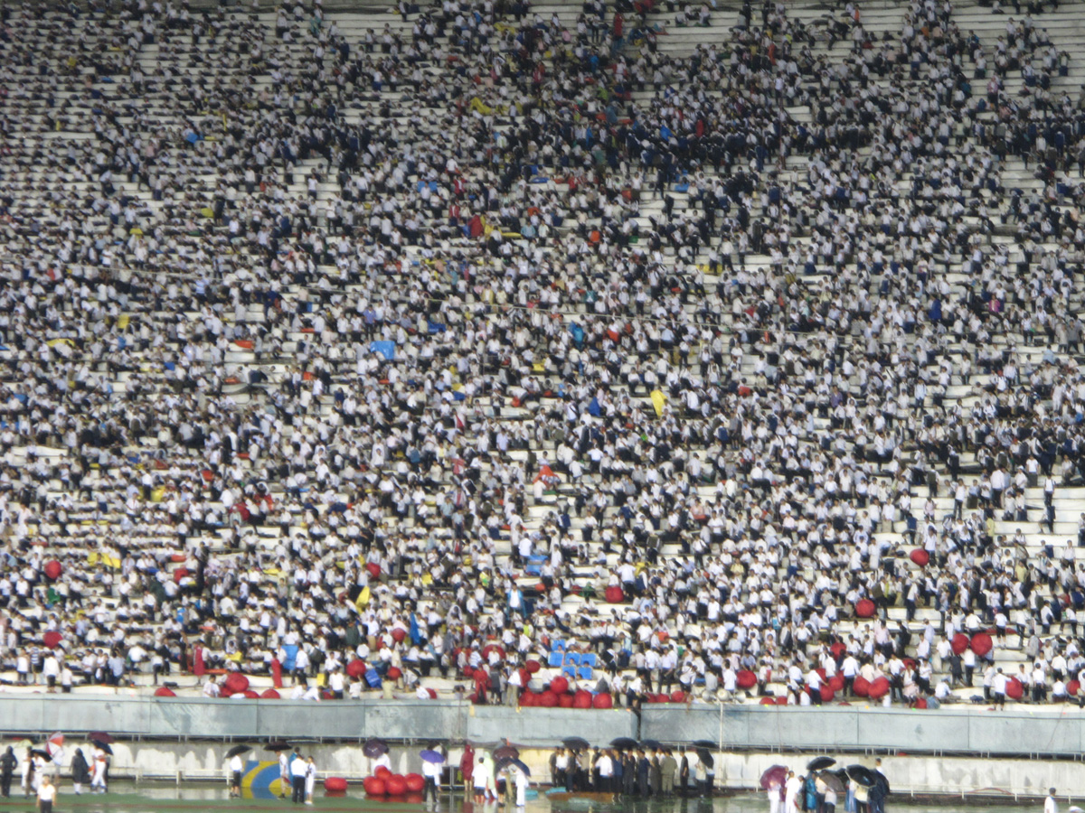 North Korea - Mass Games, Flip-card team after the show.