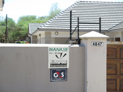Electric fence Very common on houses and apartment blocks., Gaborone, Botswana 2013