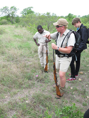 Ranger Andrew on our bushwalk, Kruger, South Africa 2013