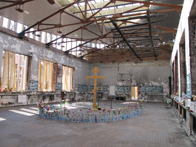 Beslan Gymnasium With impromptu memorials preserved, Russia, Sept 2013