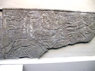 Swimming cavalry, with fishes., British Museum, UK 2013