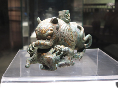 Gilded Bronze Tiger.  8th-5th c BC, Lanzhou, China 2014