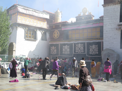Jokhang pilgrims & incense, Barkhor Square and Jokhang Temple, Tibet 2014