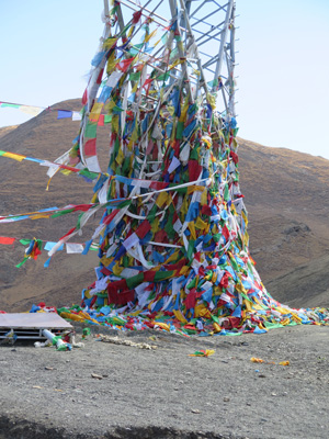 Prayer flags at pass, Lhasa-Gyantse, Tibet 2014