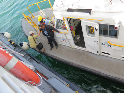 Switching pilots, Panama Canal Transit, Panama 2014