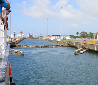 Double lock gates, in case of accidents, Panama Canal Transit, Panama 2014