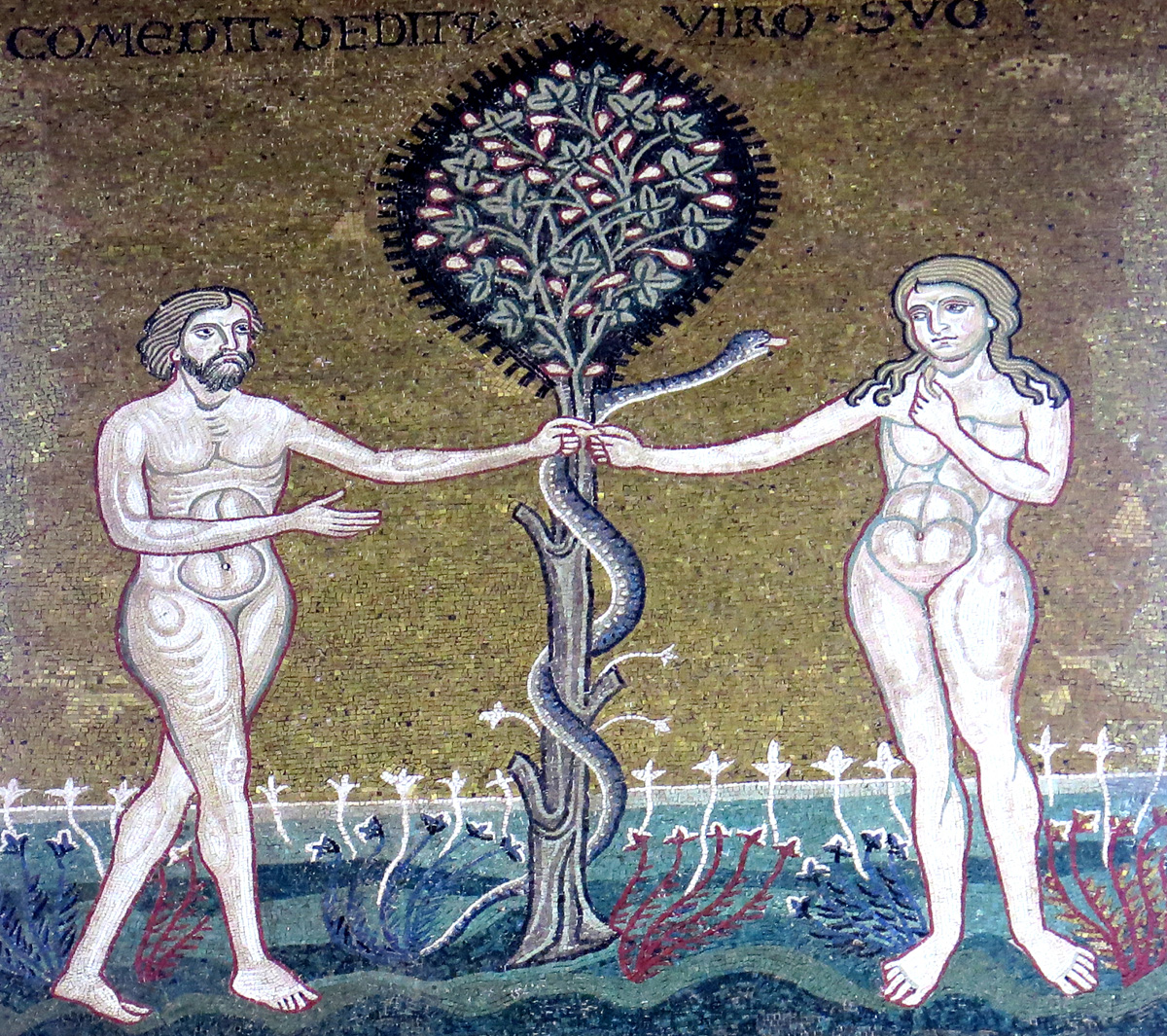Monreale, Adam, Eve, Serpent