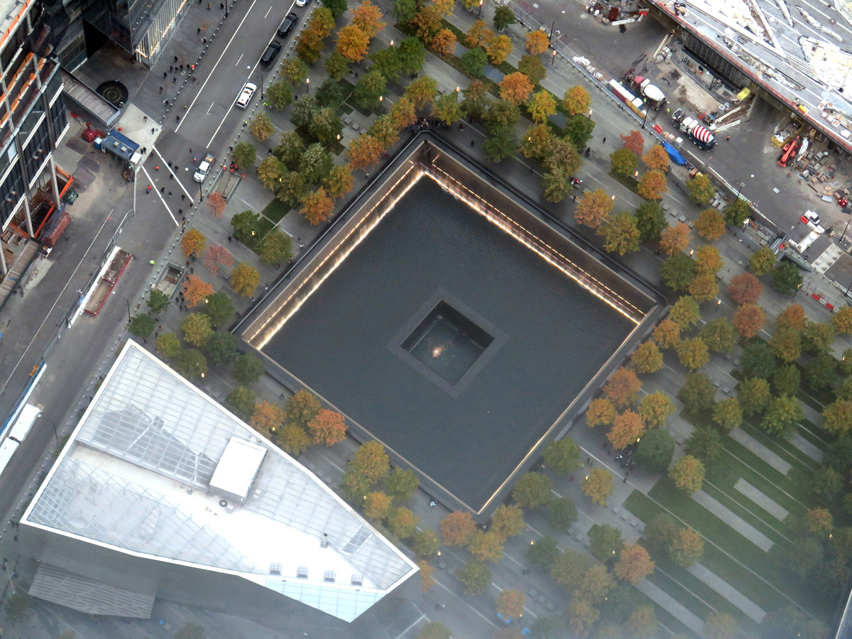 World Trade Center, Looking down on WTC South Tower memorial