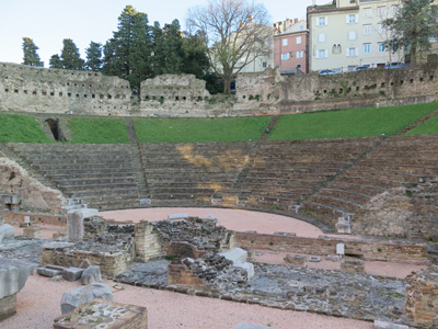 Roman Theater (restored brick seating), Trieste, Italy 2015