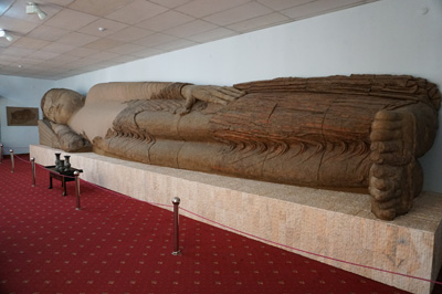 Reclining clay Buddha, 7th c AD, Archaeological Museum, Tajikistan & The Pamir Highway 2016
