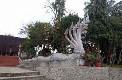 Multi headed Naga: A popular local theme, Vientiane, Laos Spring 2017