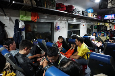 A very, very crowded train, Hanoi to Hue, Vietnam Spring 2017