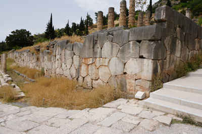 Polygonal Wall, 6th c BC Support wall for Temple of Apollo plat, Delphi, Greece May 2017