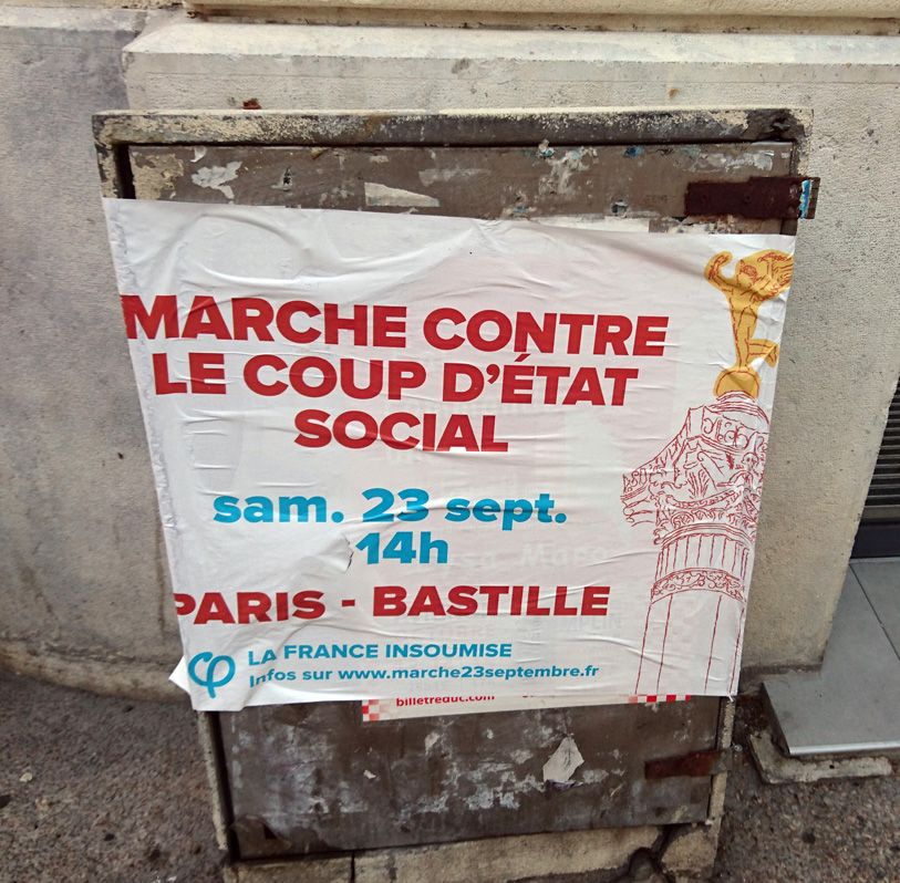 Around Avignon, Protest March Announcement  Skilfully timed for my planned arrival in Paris.