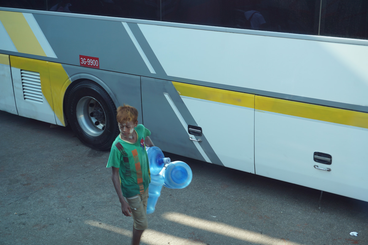 Yangon to Mandalay, Youth with local face decorations