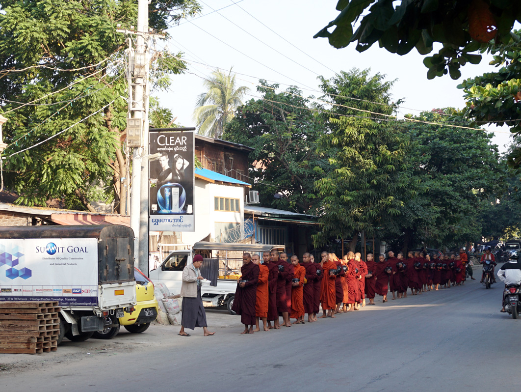 Mandalay, Alms gathering Monks