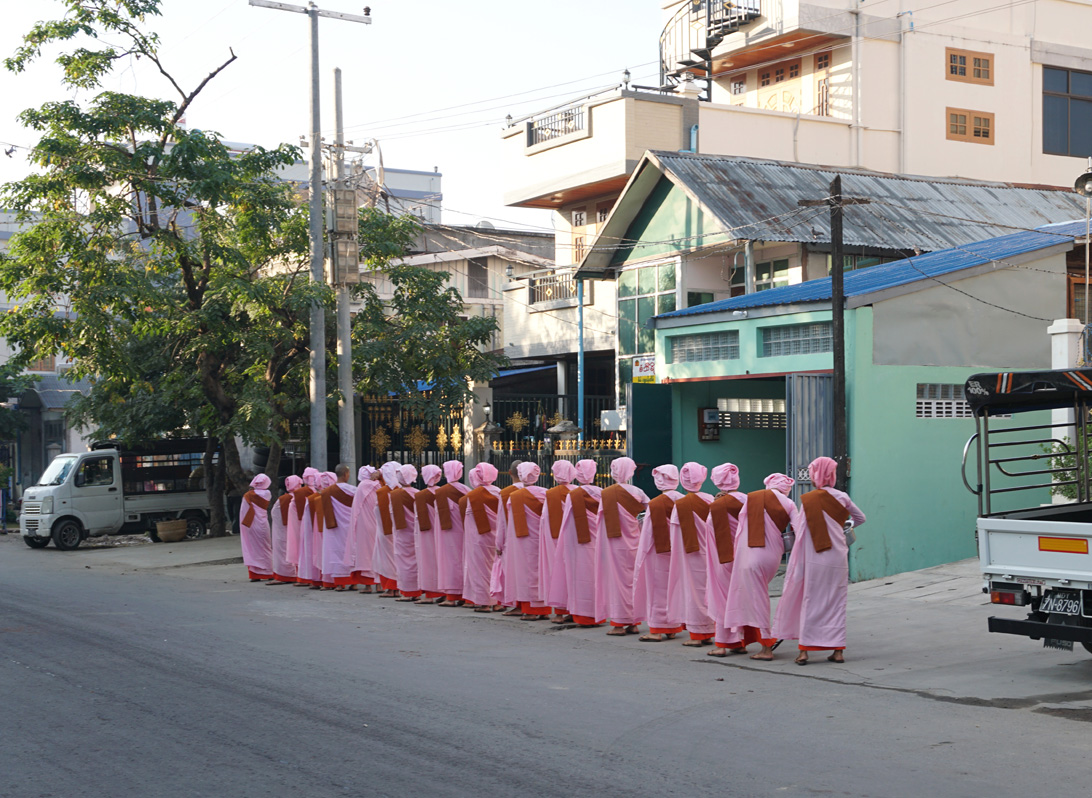 Mandalay, Alms gathering Nuns