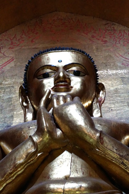 Buddha (1): Frowning from close up, Bagan at Ground Level, Myanmar 2017