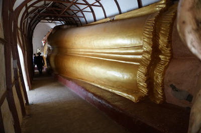 Manuha: Reclining Buddha, Bagan at Ground Level, Myanmar 2017