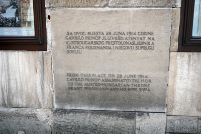 Archduke Ferdinand assasination marker, Bosnia: Sarajevo, Balkans 2018