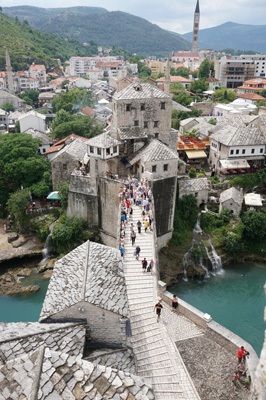 Bridge from bridge tower, Mostar Bridge, Balkans 2018