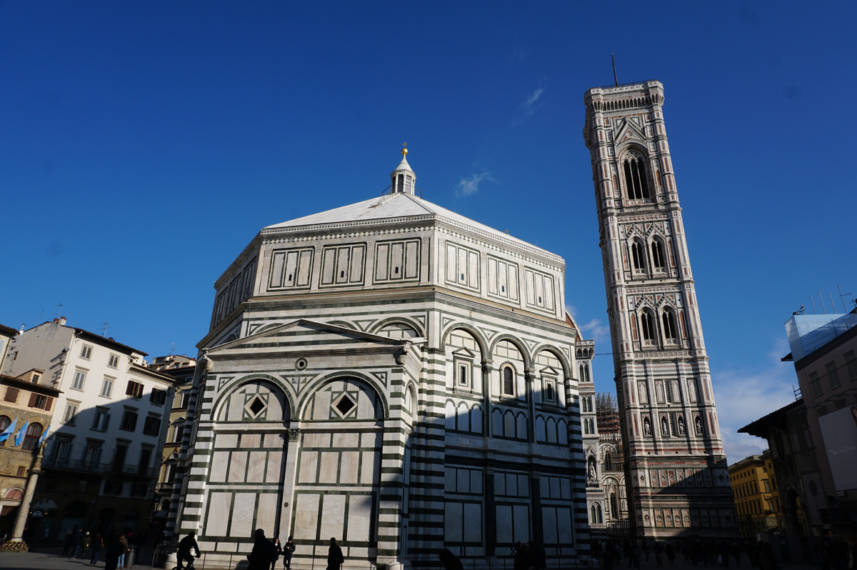 Baptistry, Baptistry (from west) + Campanile