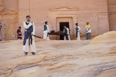 The body is taken into the Tomb, Madain Saleh: Immersive Play, Saudi Arabia 2019