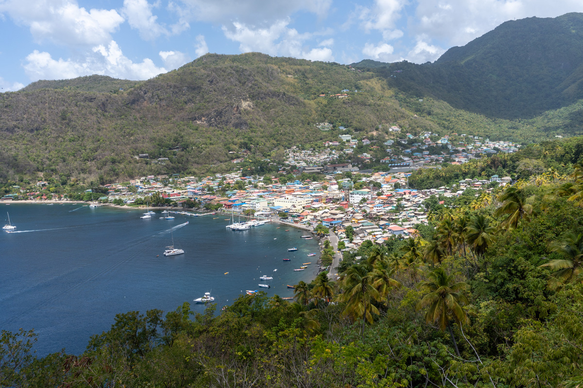 St Lucia: Trip to Soufriere, View to Soufriere