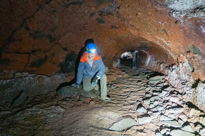 Scotsman, near exit, Leiðarendi Lava Tubes, Iceland 2020 - Reykjavik Area