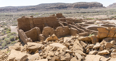 View over Pueblo Bonito, Chaco Canyon, New Mexico to Colorado, Fall 2021