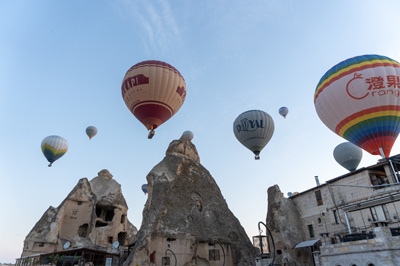 Balloon Parade view from my Goreme hotel, Central Turkey 2021