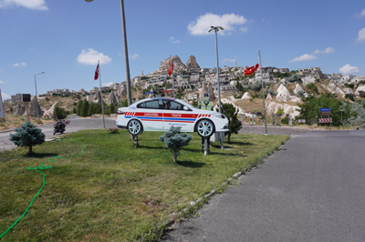 Dumy Police car.  It's well engineered!, Uchisar Kalesi, Central Turkey 2021