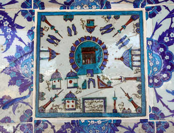 Tile representing Mecca, Rustem Pasha Mosque, 2021 Istanbul