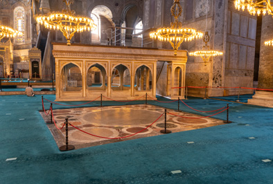 The Omphalion, coronation spot of the Emperors, Hagia Sophia Mosque, 2021 Istanbul