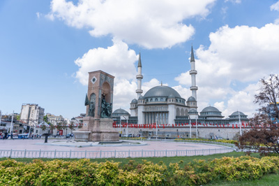 Taksim Square: Now dominated by a new mosque., 2021 Istanbul