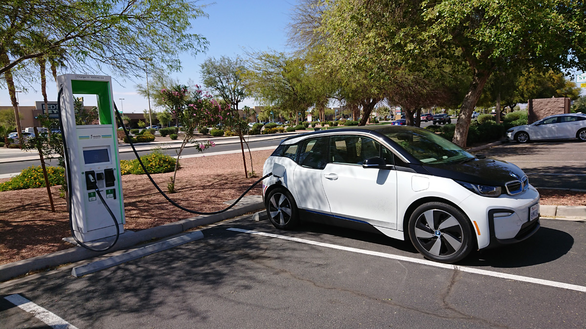 Yuma, Frost scores some well-deserved Electrify America juice Outside a Yuma Target.