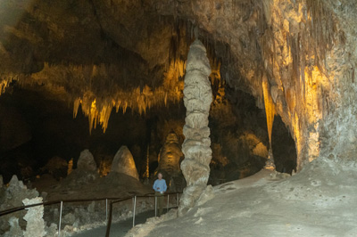 Graham + Stalagmite (Flash), Carlsbad Caverns National Park, New Mexico April 2021