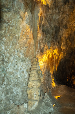 Stalagmite + Stalagtite (Flash), Carlsbad Caverns National Park, New Mexico April 2021