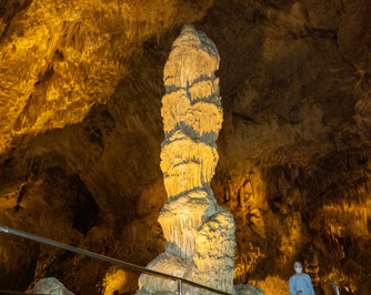 Graham + Cthulhoid Stalagmite (Flash), Carlsbad Caverns National Park, New Mexico April 2021