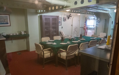 "Captain's Dining Room" For formal dinners in ports, USS Alabama Battleship Memorial Park, Alabama May 2021